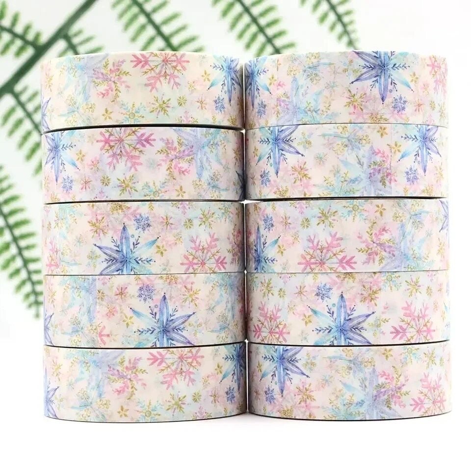 Snowflake pastel washi tape, xmas tape, 10m