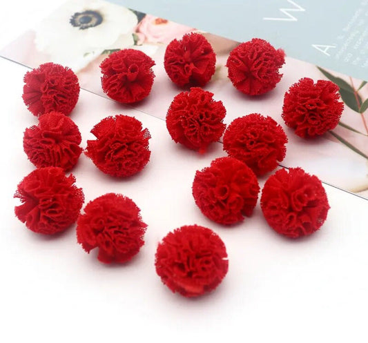 Red mesh fabric balls, 25mm