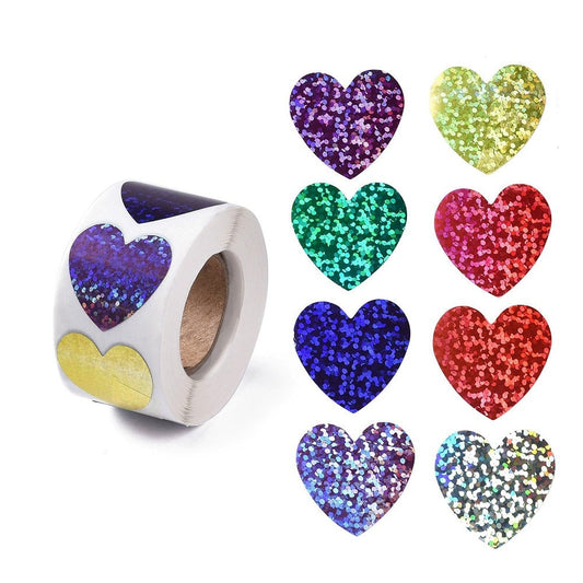 Heart sparkly craft stickers, 25mm