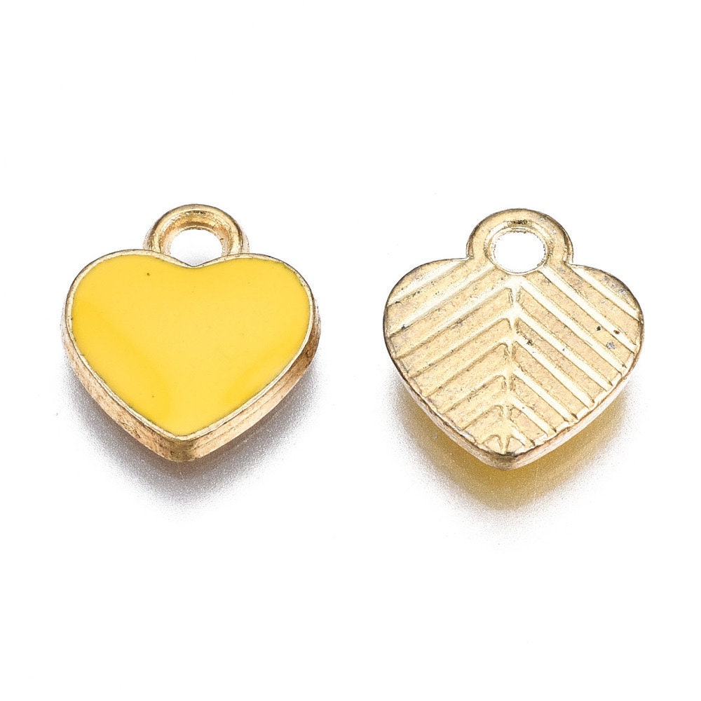 Yellow Heart charms 12mm