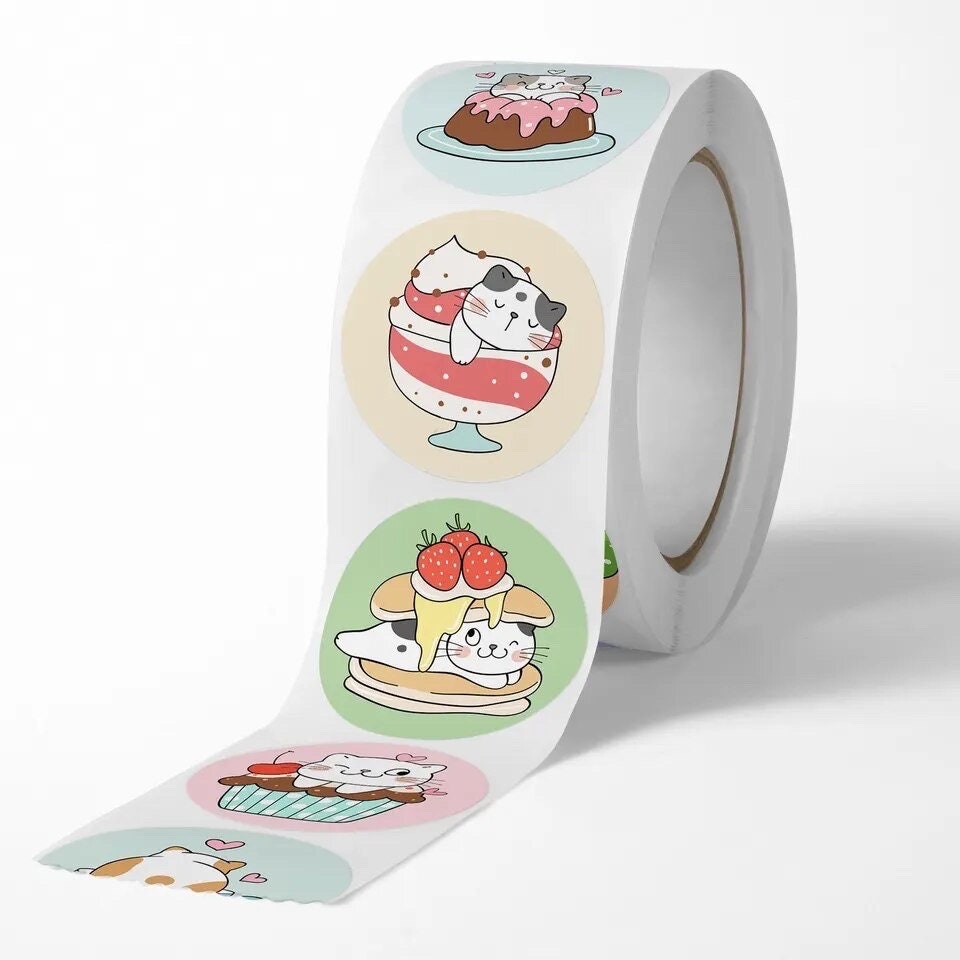 Cat circular craft stickers, 25mm