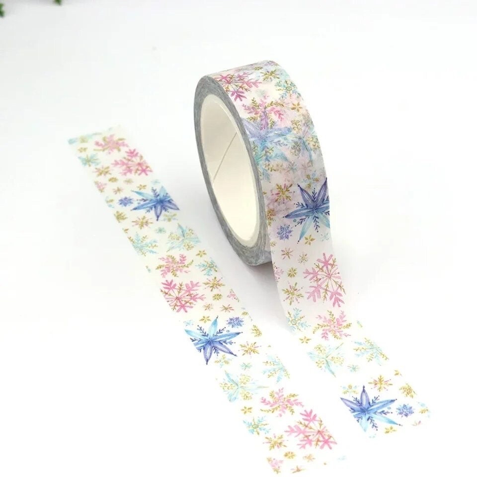 Snowflake pastel washi tape, xmas tape, 10m