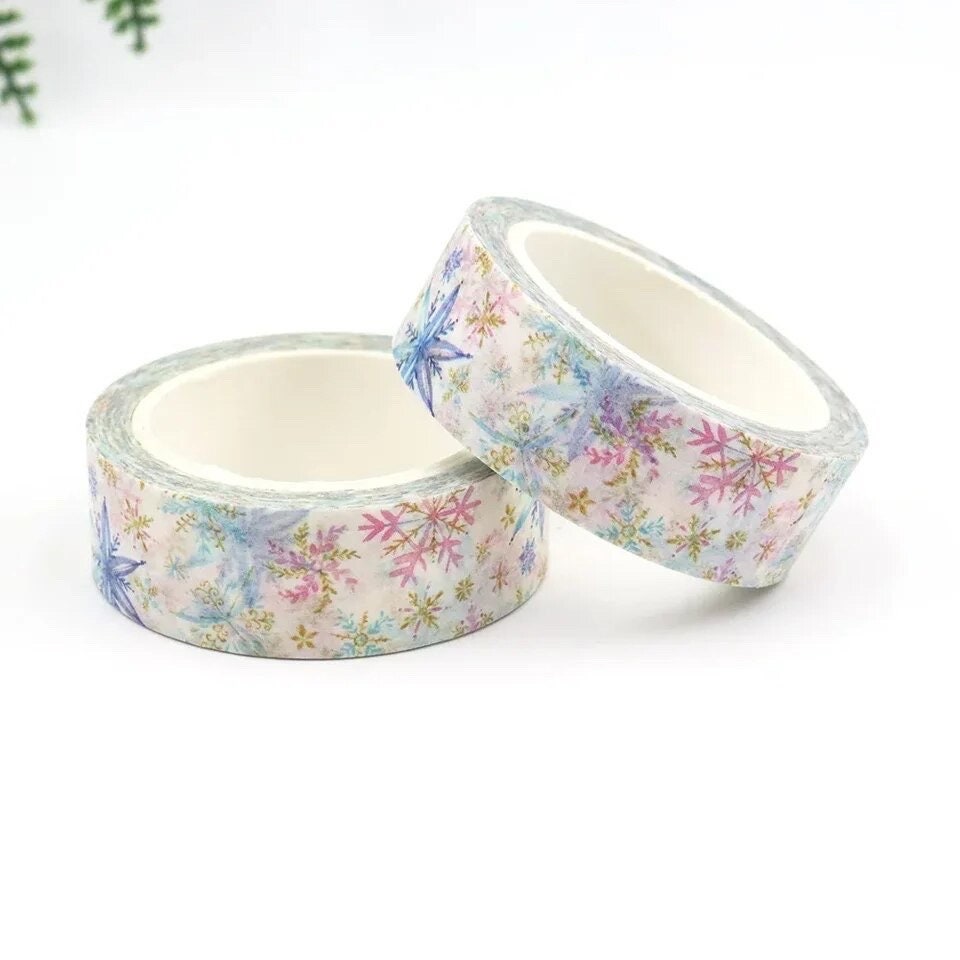 Snowflake pastel washi tape, xmas tape, 10m