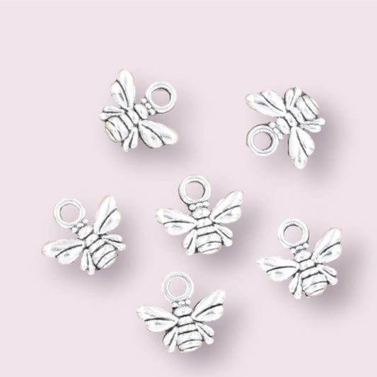 Bee charms, silver Tibetan bee charms,