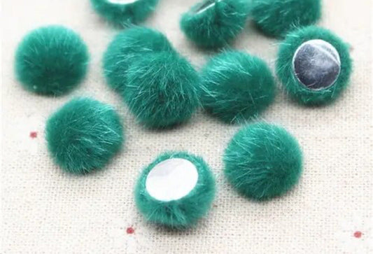 Fluffy round embellishments, green 16mm
