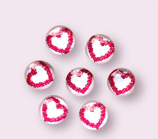 round heart petals pattern glass cabochons, 12mm