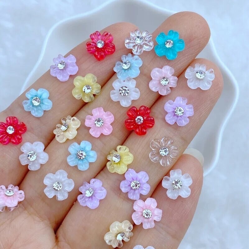 flower embellishments, rhinestone 7mm mixed