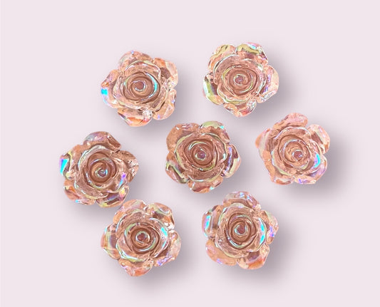 Peach rose flower cabochon, 15mm