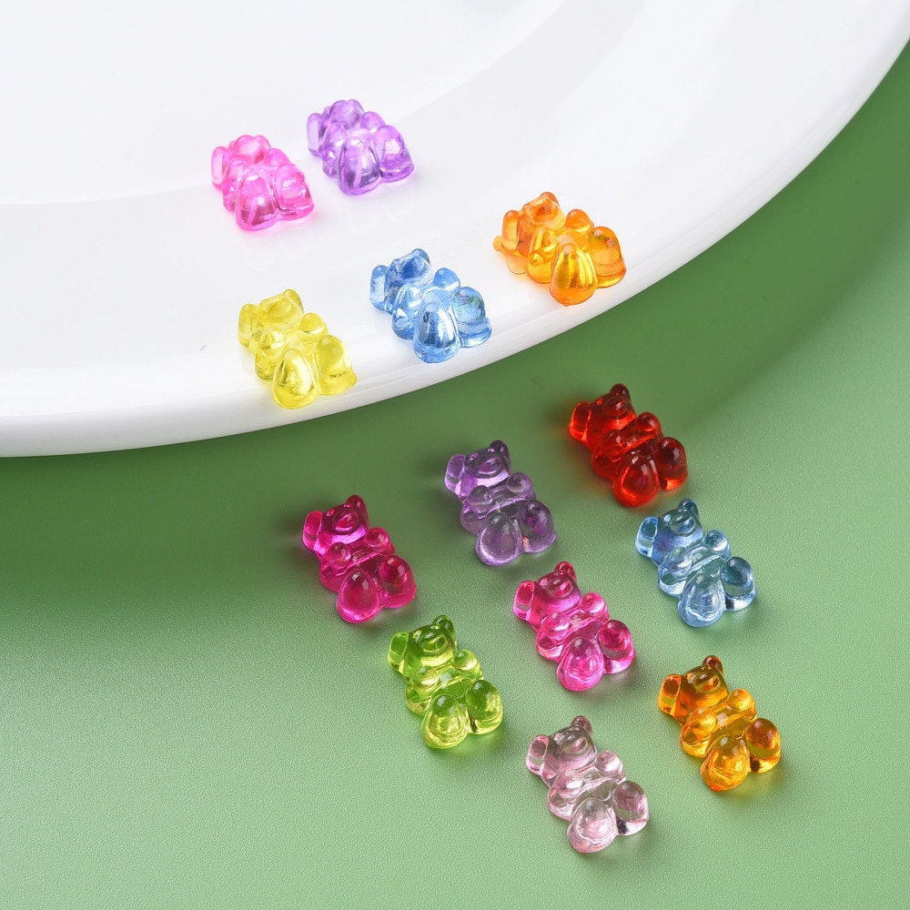 Teddy bear mini acrylic beads, 16mm