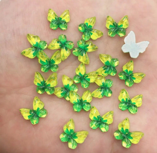 Butterfly resin embellishments, 10mm green