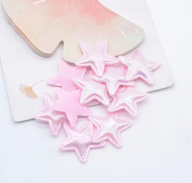 Pale pink Star, fabric metallic appliqués, padded fabric 25mm