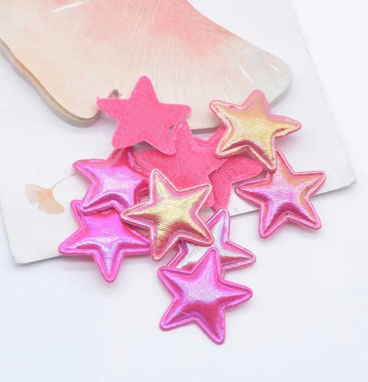 Rose pink Star, fabric metallic appliqués 25mm
