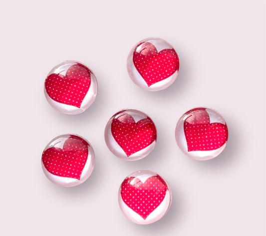 round heart dotty pattern glass cabochons, 10mm