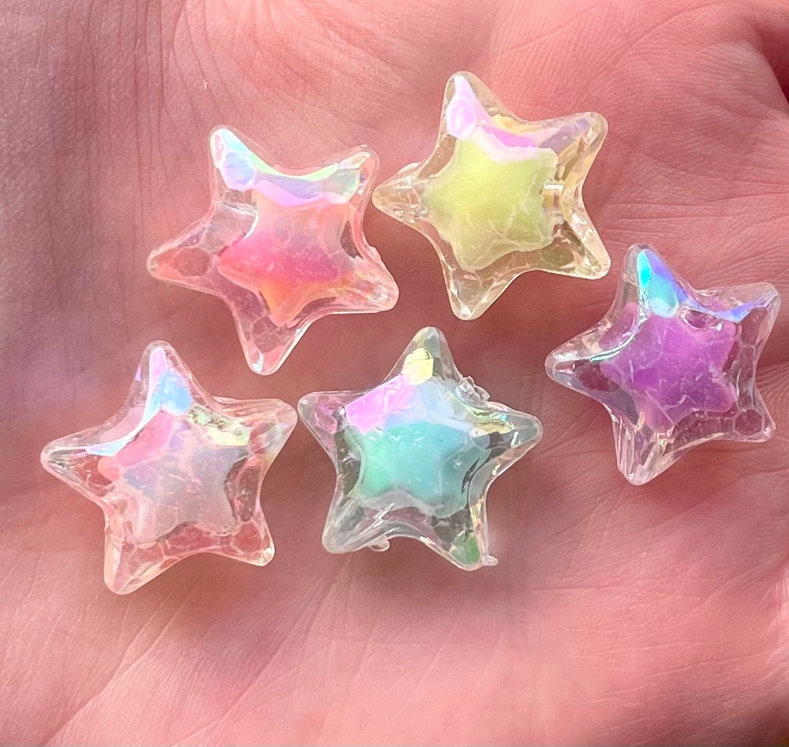 Star shaped acrylic beads, 19mm