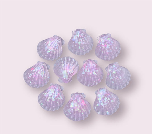 Seashell cabochons, pearl pink glitter 3cm