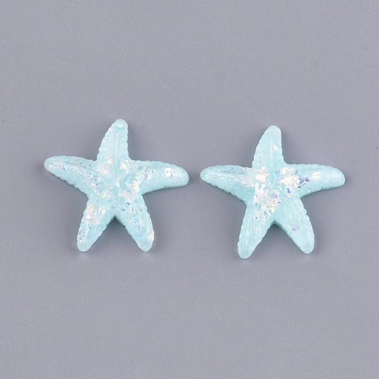 Starfish cabochons, blue 25mm