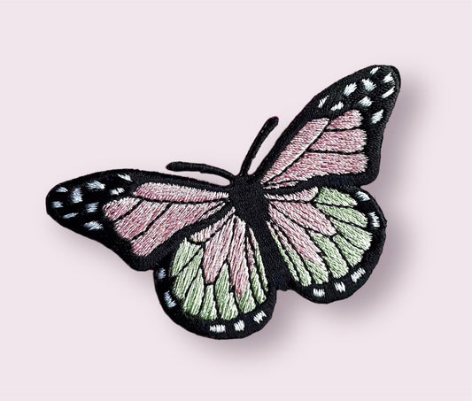 Pink iron on butterfly patch, iron on
