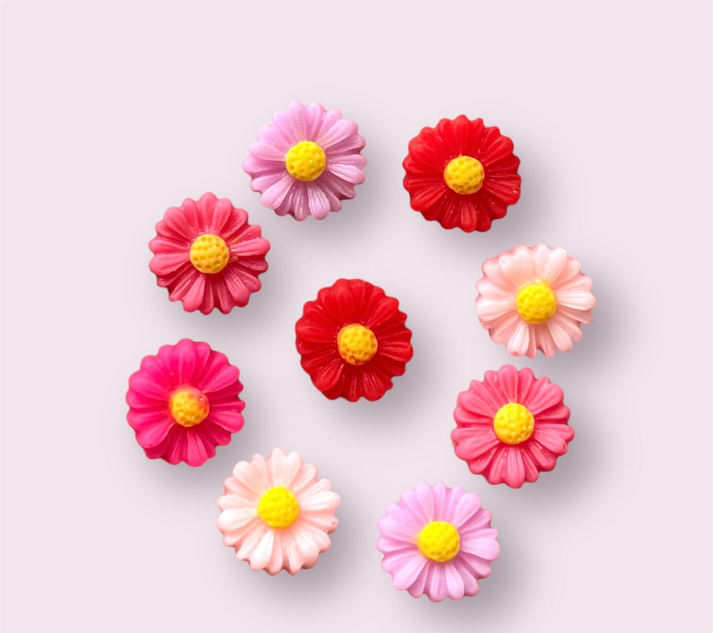 Flower cabochons, pink, red mixed colour 11mm