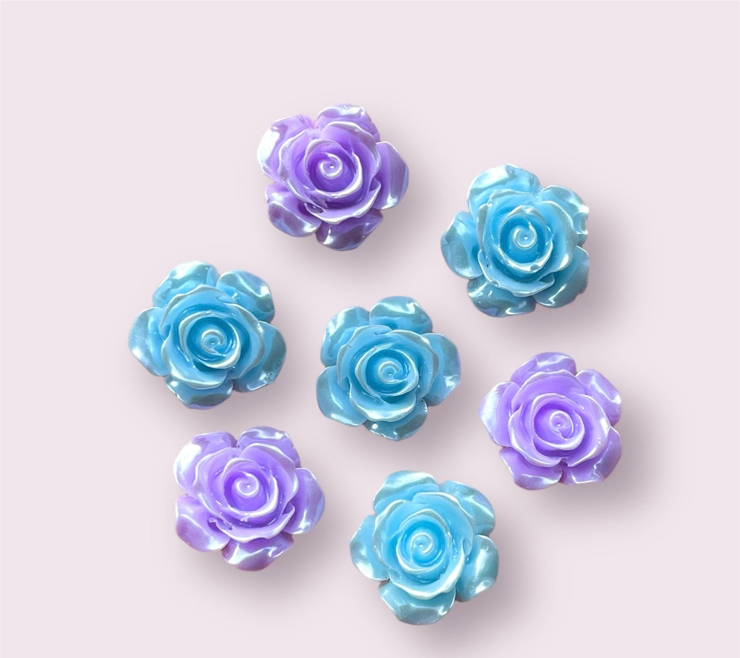 Blue and lilac  rose cabochon, 14mm