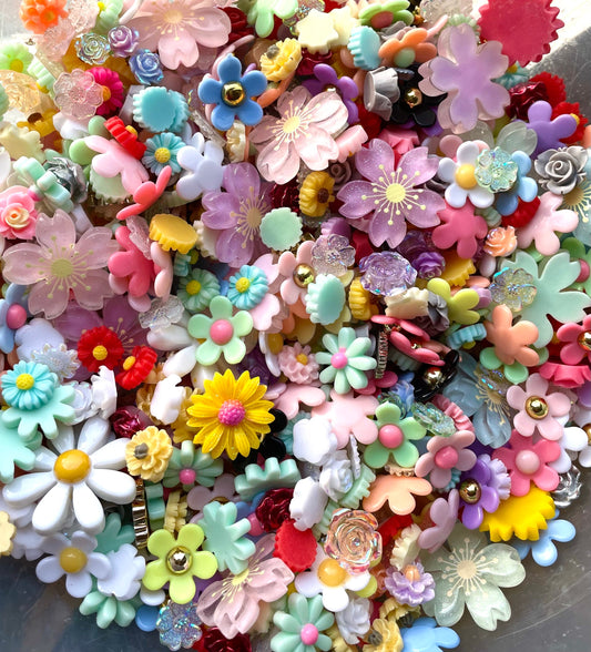 Flower cabochons, mixed sizes, flower soup