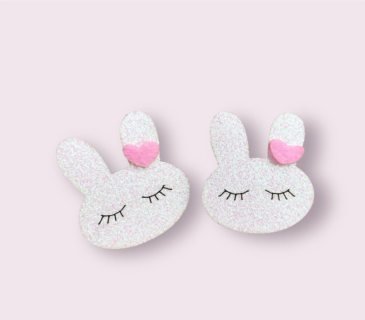 Rabbit fabric applique patch, glitter white