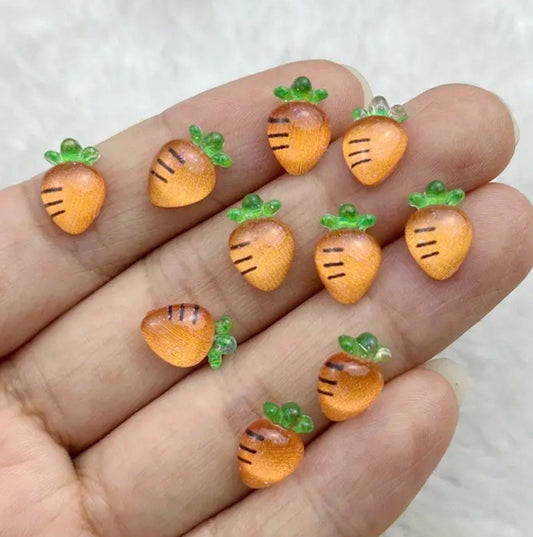 Carrot resin cabochons, mini 10mm