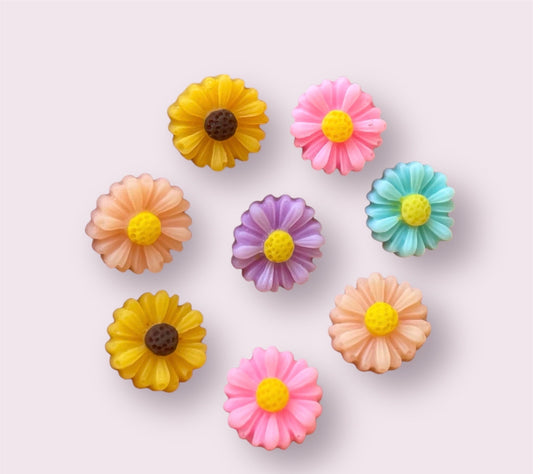 Flower cabochons, summer mix mixed colour 11mm flat back flower embellishments, craft supplies, craft floral cabochon, set of 20