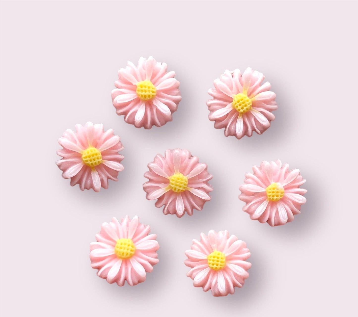 Flower cabochons, pale pink 13mm