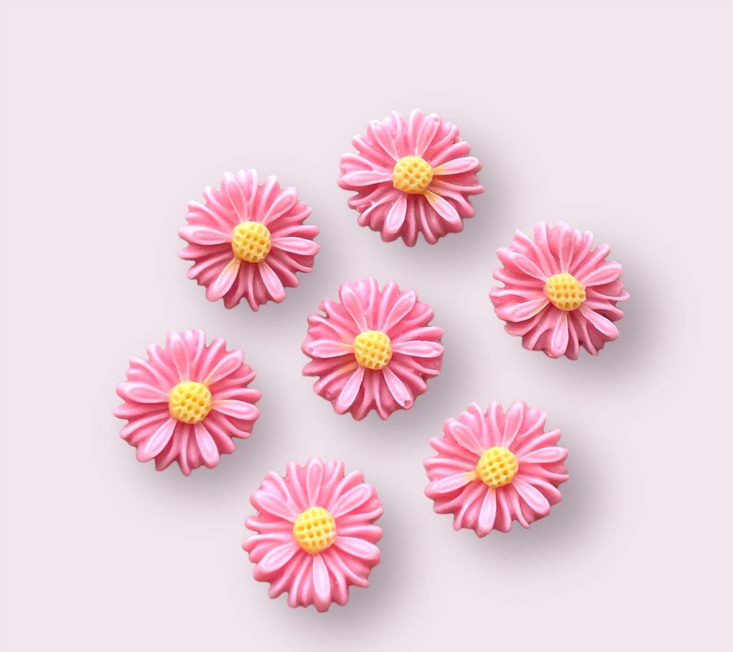 Flower cabochons, deep pink 13mm