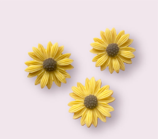 Daisy cabochons, 22mm yellow